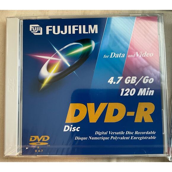 5 New Sealed FUJIFILM Data  Video R4.7 GB 120 Minutes DVD-R Disc Clam Shell Case - Picture 8 of 10